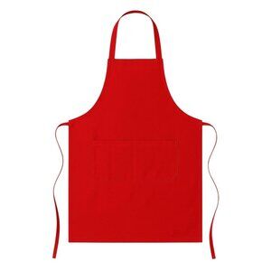 Red Adjustable Apron with Pockets – Unisex Polyester Apron for Cooking, Crafts,